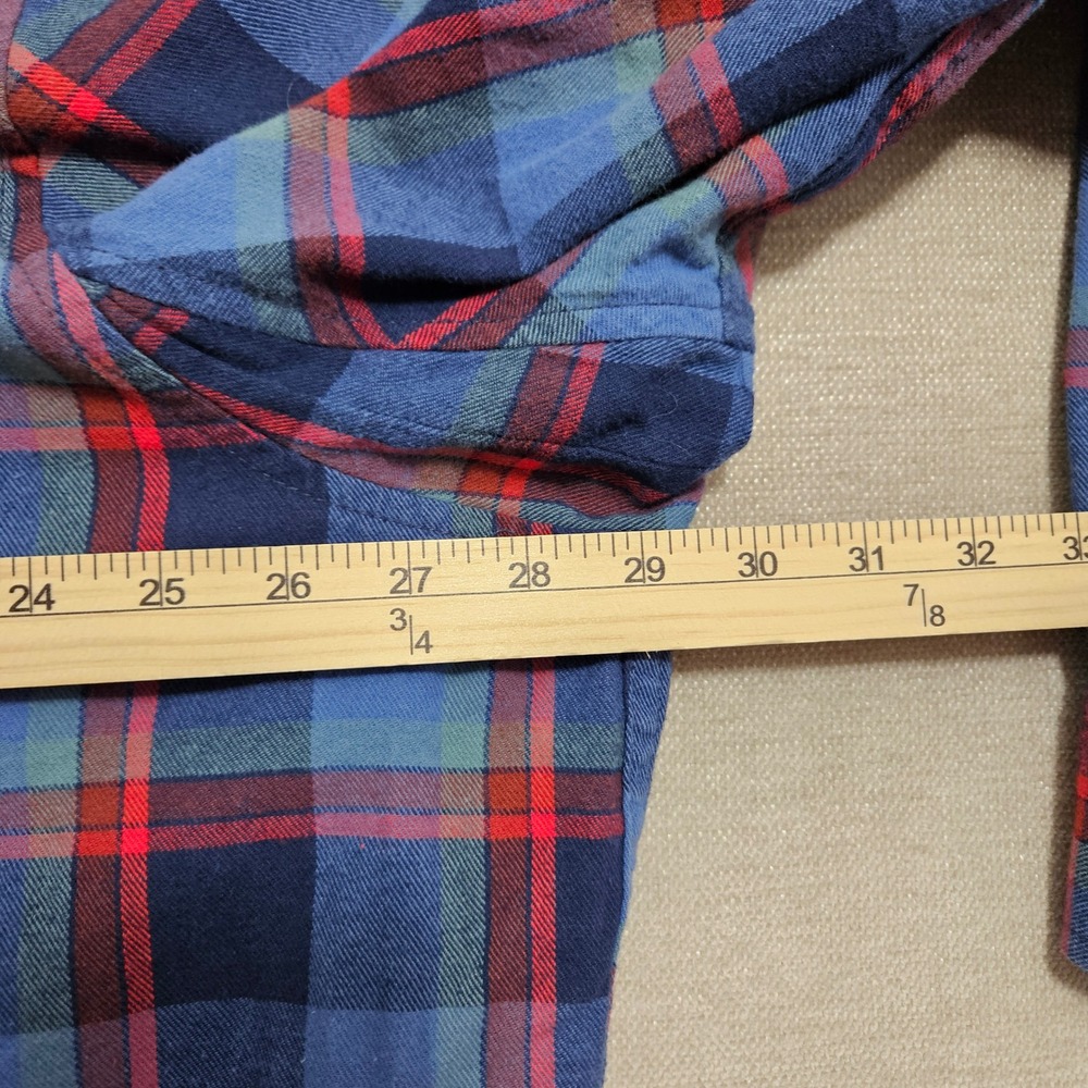 Duluth Trading Co Mens 2XL Relaxed Fit Plaid Flannel Shirt Blue Red 3237-124 - Picture 5 of 9
